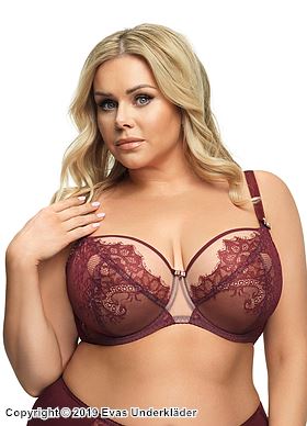 Exclusive full cup bra, mesh, eyelash lace, D to K-cup